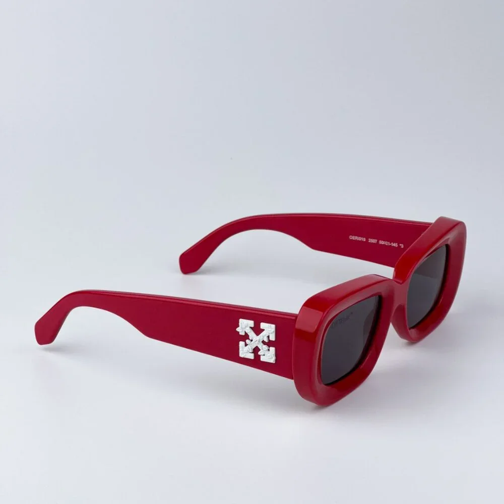 Off-White CARRARA 507 BRAND NEW Sunglasses Red Dark Grey Unisex Rectangular
